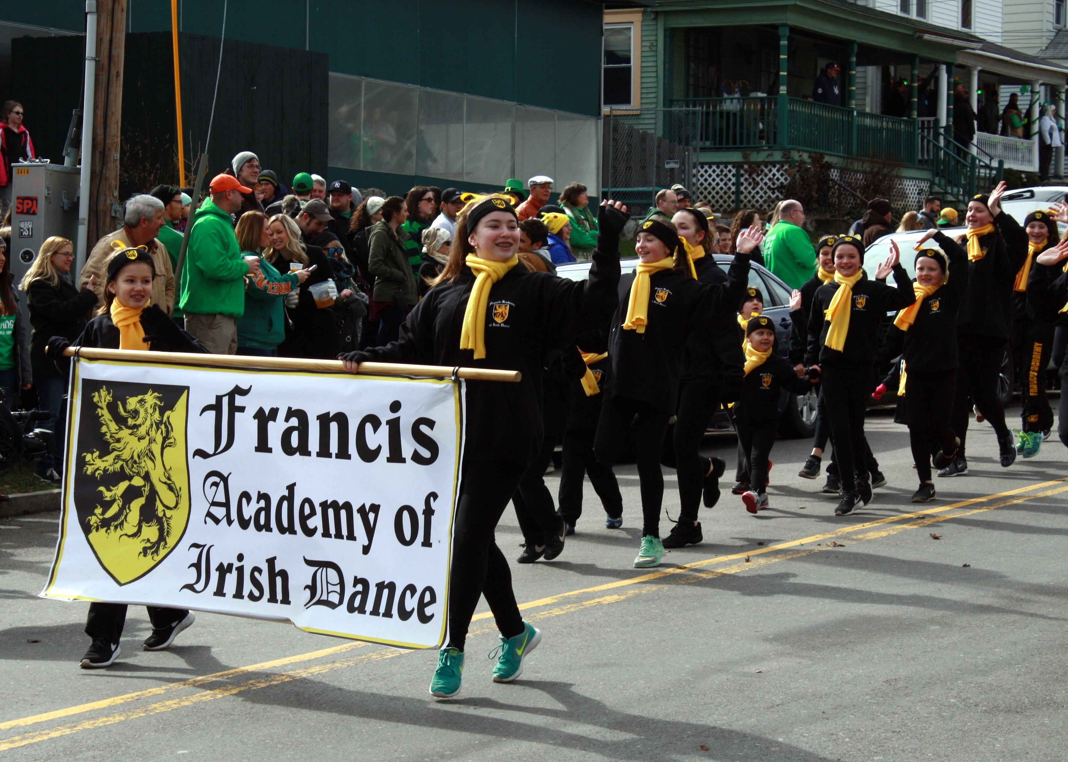 Students from the Francis Academy of Irish Dance, located just up the street from Coleman’s, march in the parade. 