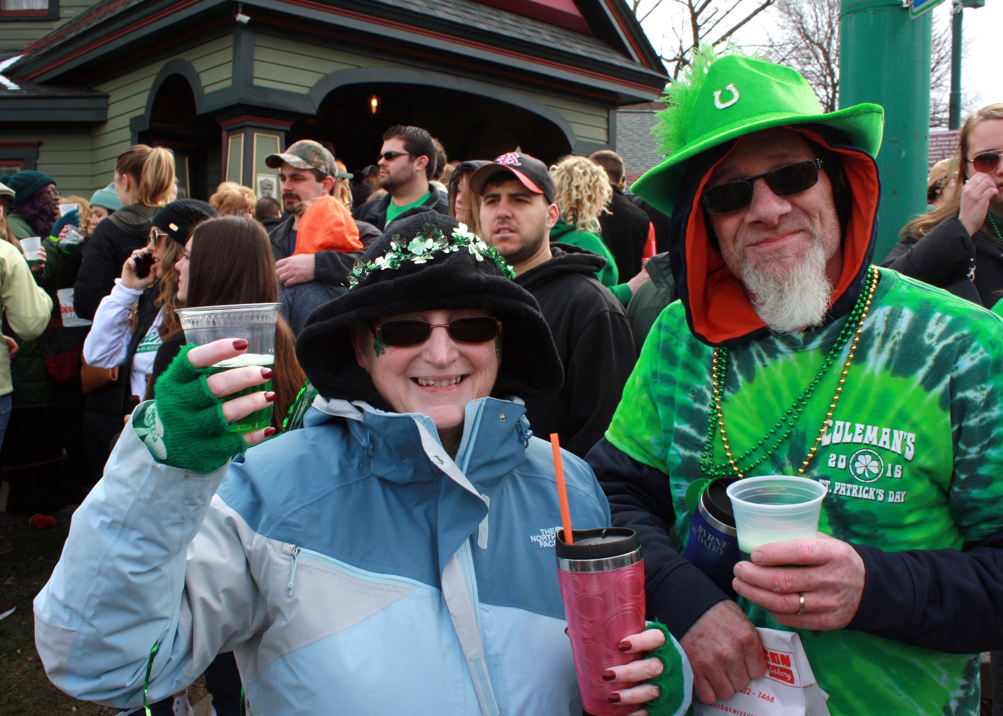 Charlene Staiano’s birthday falls on St. Patrick’s Day, so naturally she loves Green Beer Sunday, which is the “start of the celebration.” Charlene and husband John even decorate their house for the occasion. 
